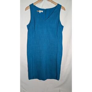 Evan‎ Picone Womens Sleeveless Sheath Dress Sz 10 Knee Length V-neck Blue
